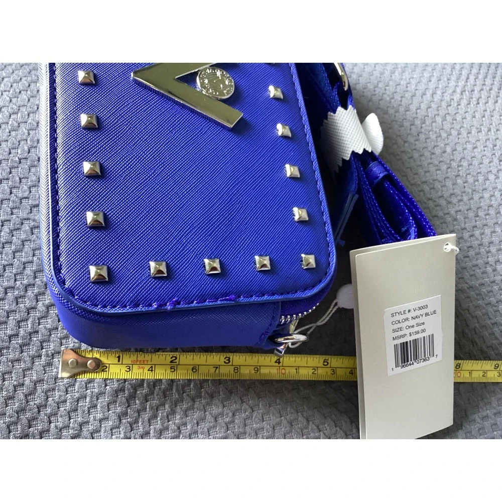 VIANEL Crossbody Bag‎ Studded Camera Bag Navy Blue Adjustable Strap